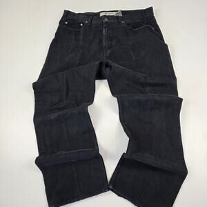 Vintage Y2K Gap Black Denim Distressed Baggy Wide Leg Jeans Mens 36X30 Easy Fit
